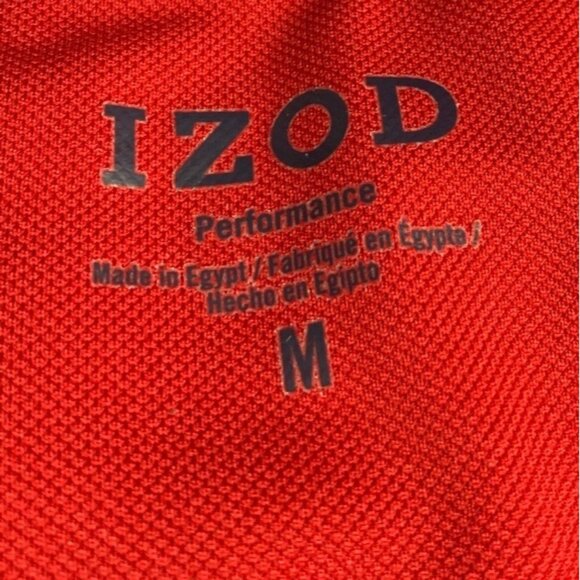 Izod Performance Mens Shirt Medium Red 1/4 Zip Long Sleeve Golf Casual Logo Polo - Picture 2 of 5
